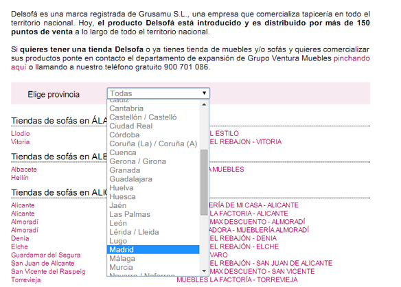 Muebles Casandrés Directorio tiendas Delsofá